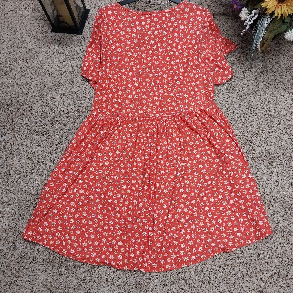 3703 Size Medium Haptics Orange Floral Dress. - Picture 5 of 6